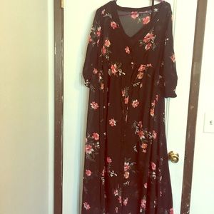 Plus size black floral dress